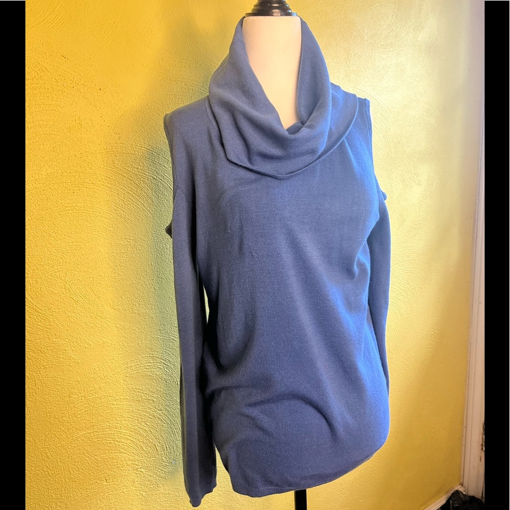 David Bitton  NWOT Beautiful Blue Turtleneck with Openings On Arms!